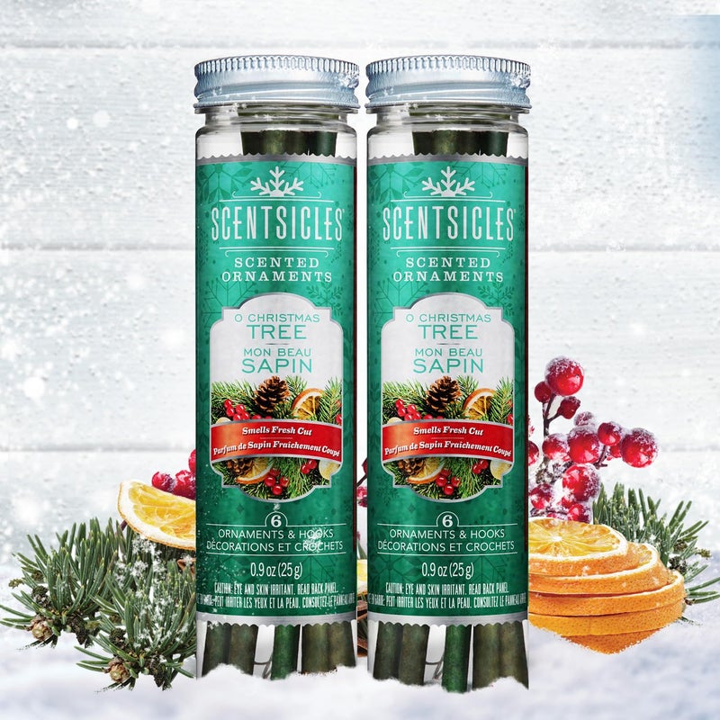 Scentsicles O Christmas Tree Scented Christmas Ornaments with Hooks - 2 Bottles (12 Sticks Total) - Image 2